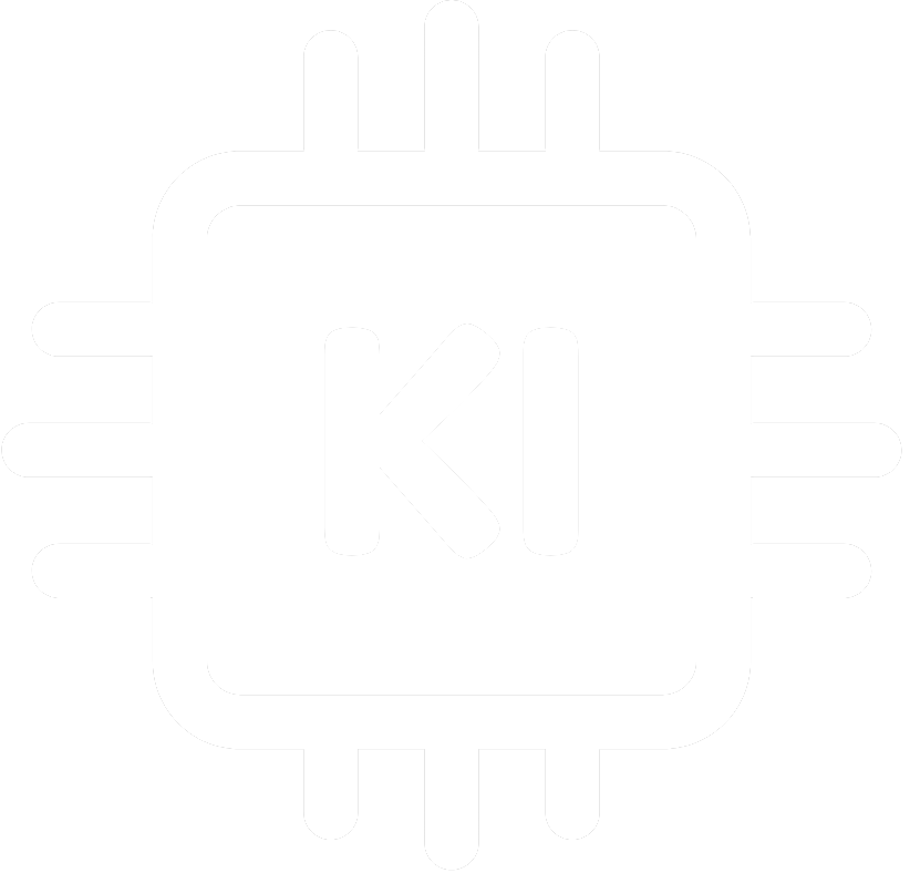 KI - AI Icon in Weiss | Chip mit KI Text | marketing-campus.eu | Lehrgänge